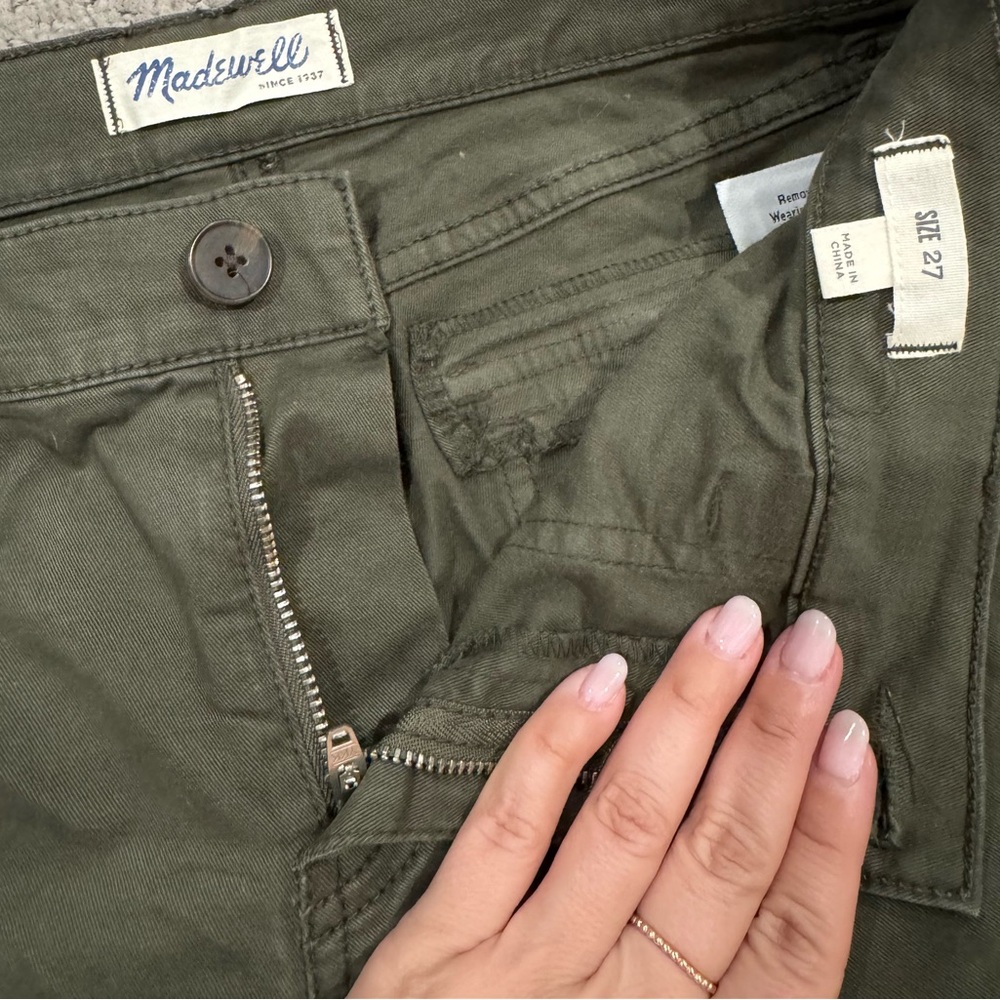 Madewell Skinny Fatigues Moss Army Green Ankle Zip Cargo Chino Pants sz 27